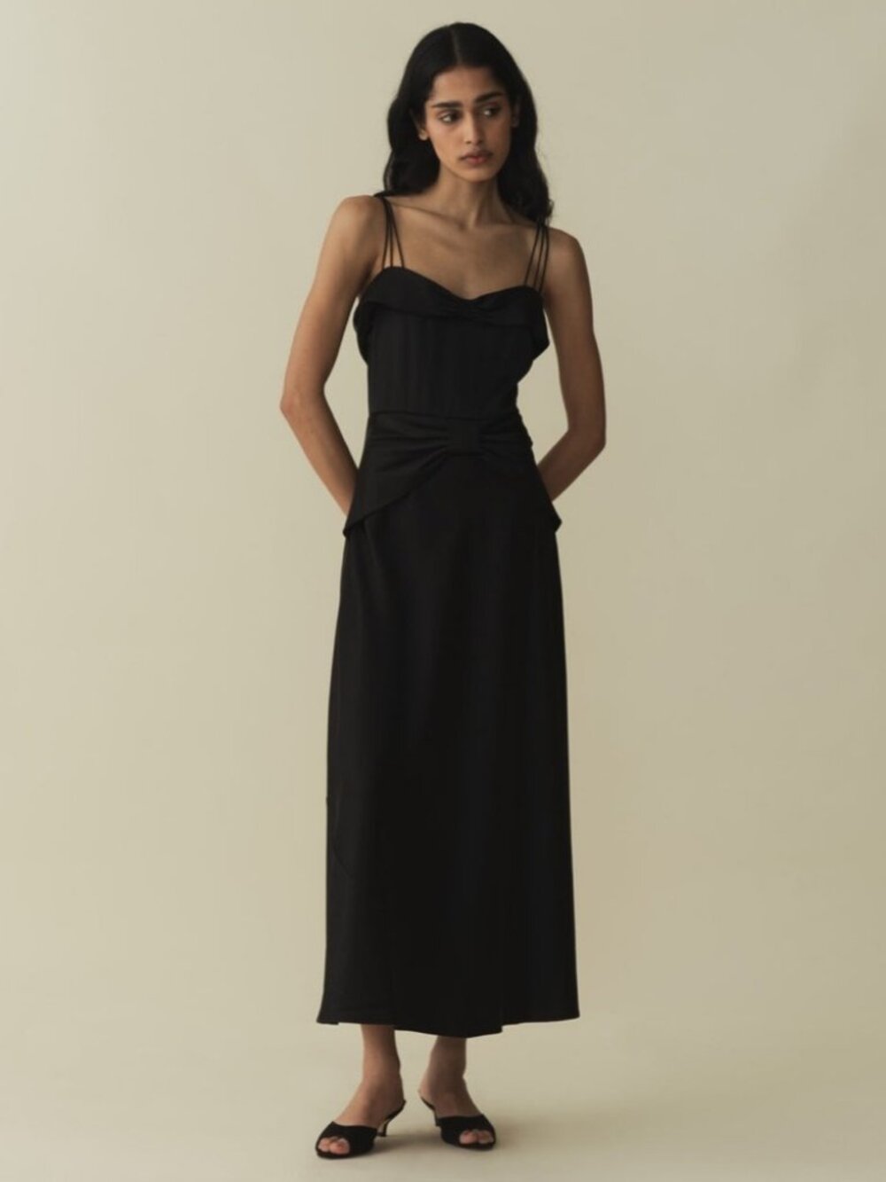 DOEN Donetta Satin Dress in Black | Like New